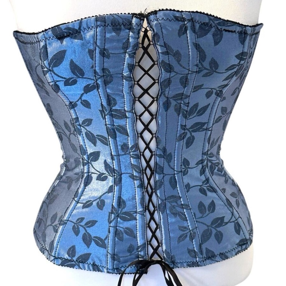 NWT Vintage Victoria's Secret Gorgeous Blue Lace Up Corset Bustier Size S - Picture 2 of 10